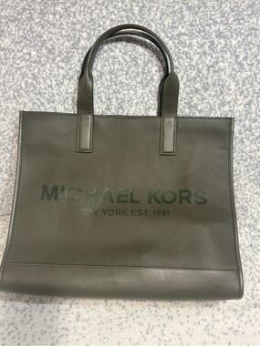 Michael Kors Olive Green Pebbled Leather Tote